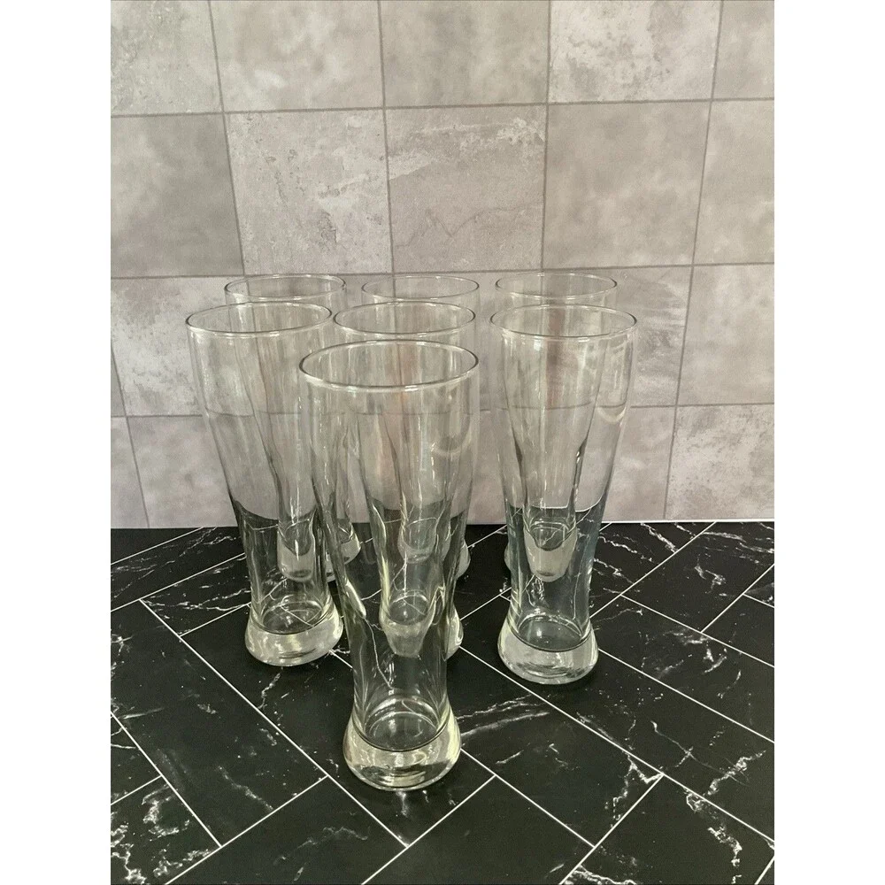 Pilsner 9.25” X 3.25” Mouth Glasses, Set of 7 Great Shape